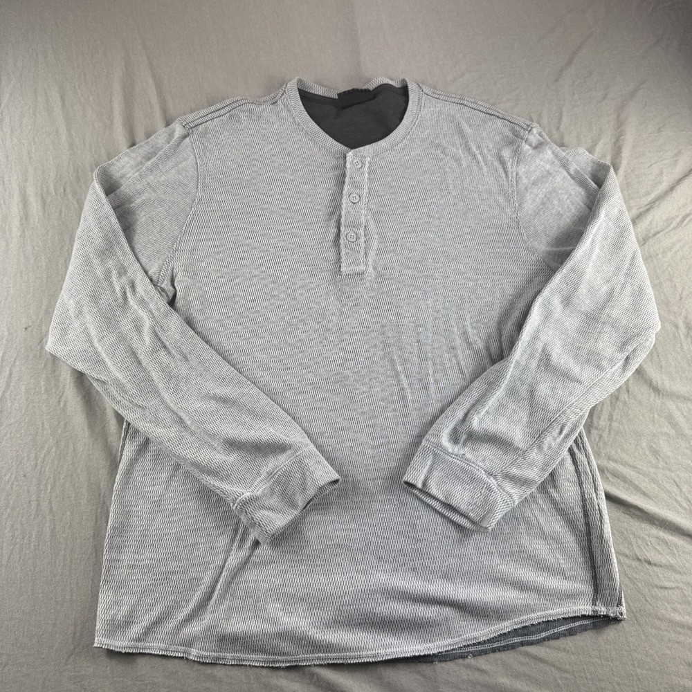 Extreme Gear XG Waffle Knit Thermal Shirt Mens L Gray Y2K Long Sleeve Base Layer